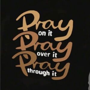 Pray Graphic Tee in Tan and White
